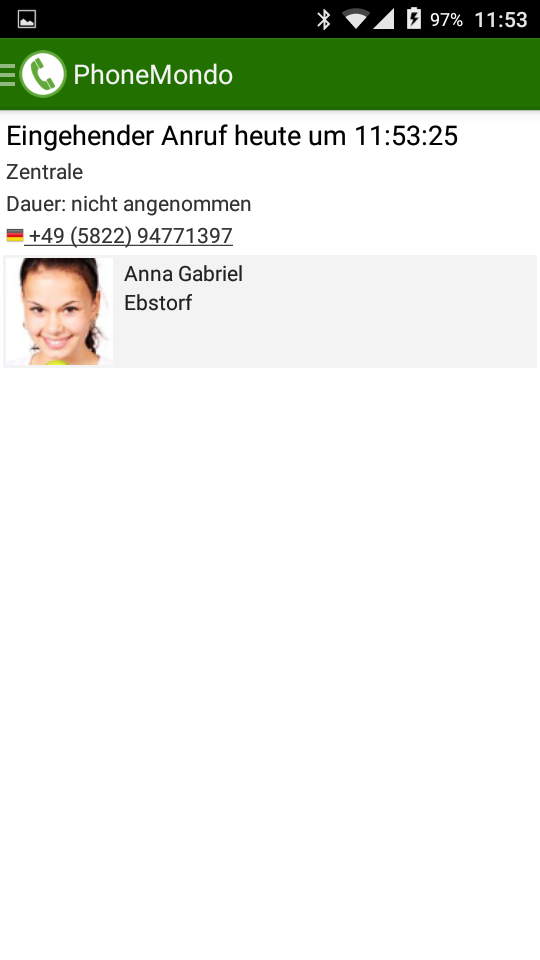 PhoneMondo Android App Anrufdetails